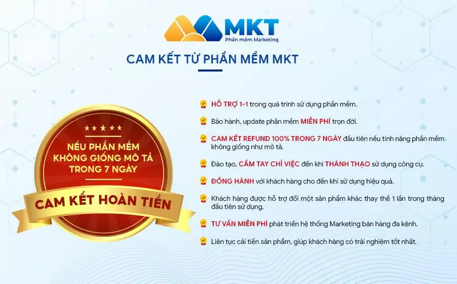 phần mềm MKT Viral Cam kết khi mua phần mềm MKT Viral